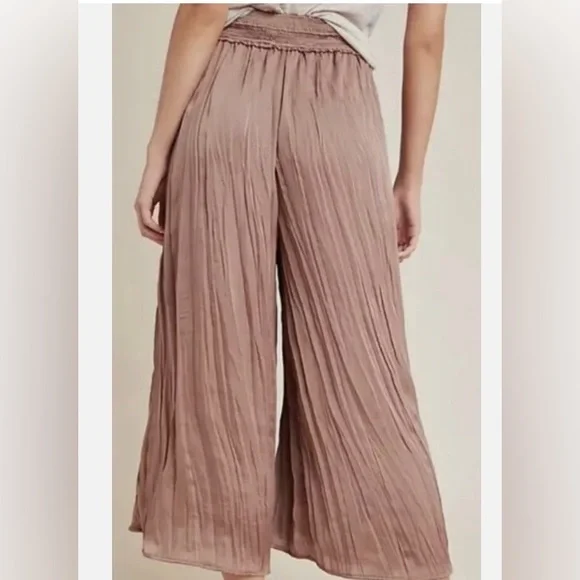 Anthropologie Saturday Sunday Plisse Tassel Pleated Wide Leg Pants - Picture 3 of 3